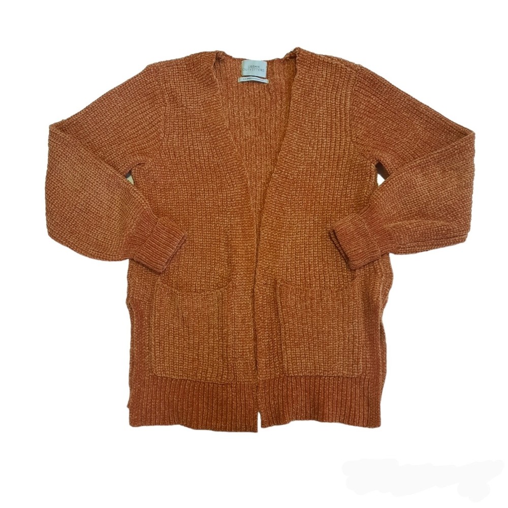 Urban Outfitters Women's Chenille Burnt Orange Cardigan Small